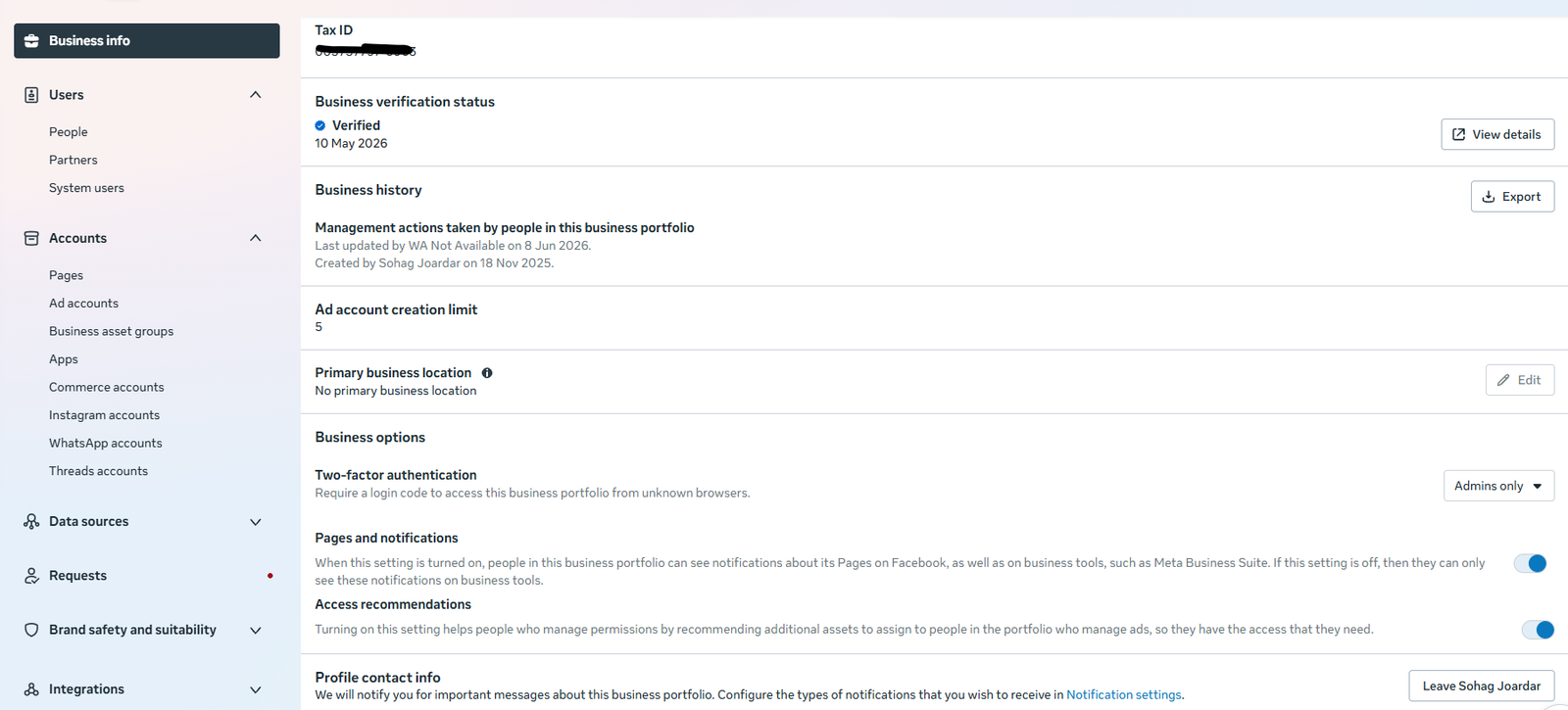 Facebook Business Manager Old And 5 Ad Account (Global)